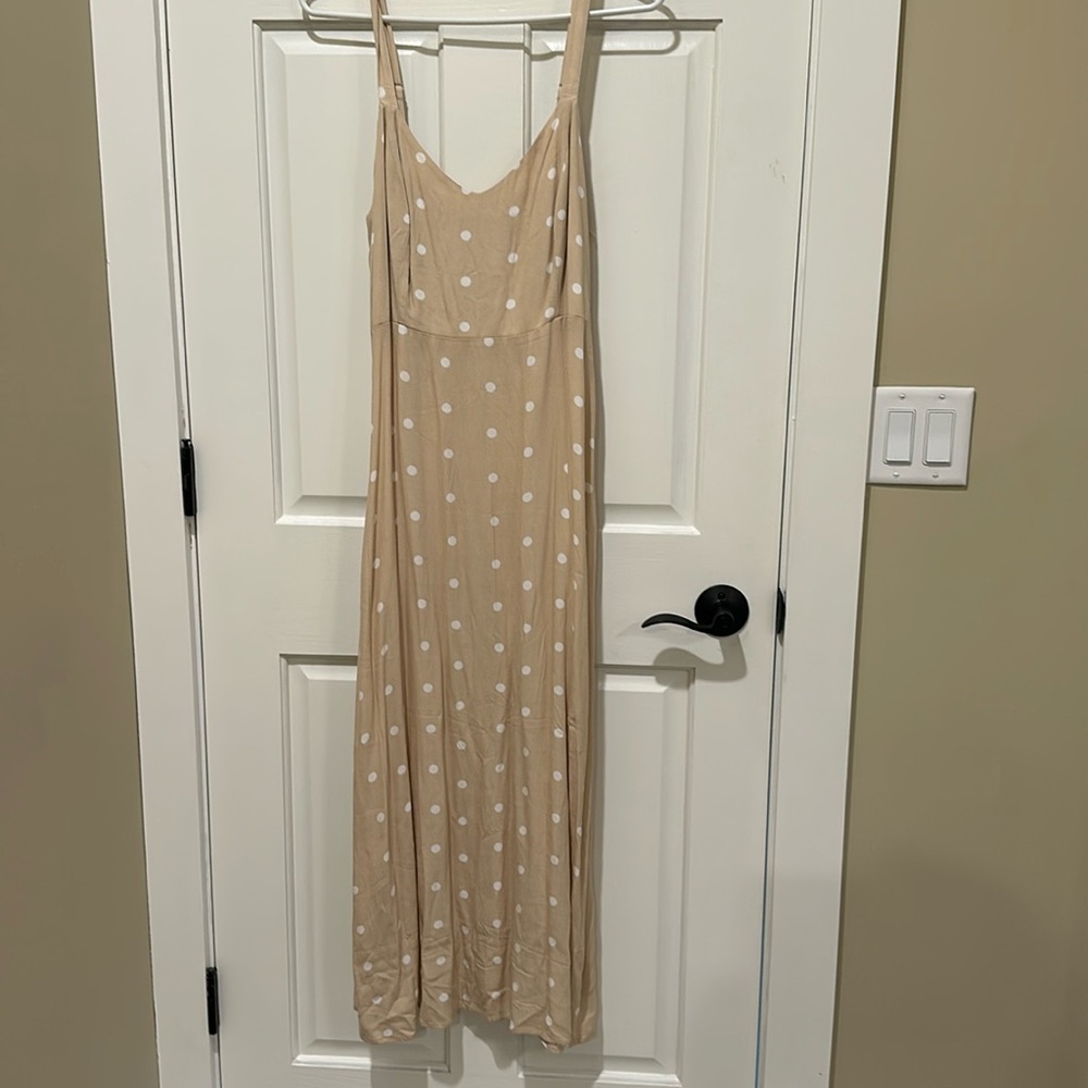 Old Navy Tan Polka Dot Maxi Dress
